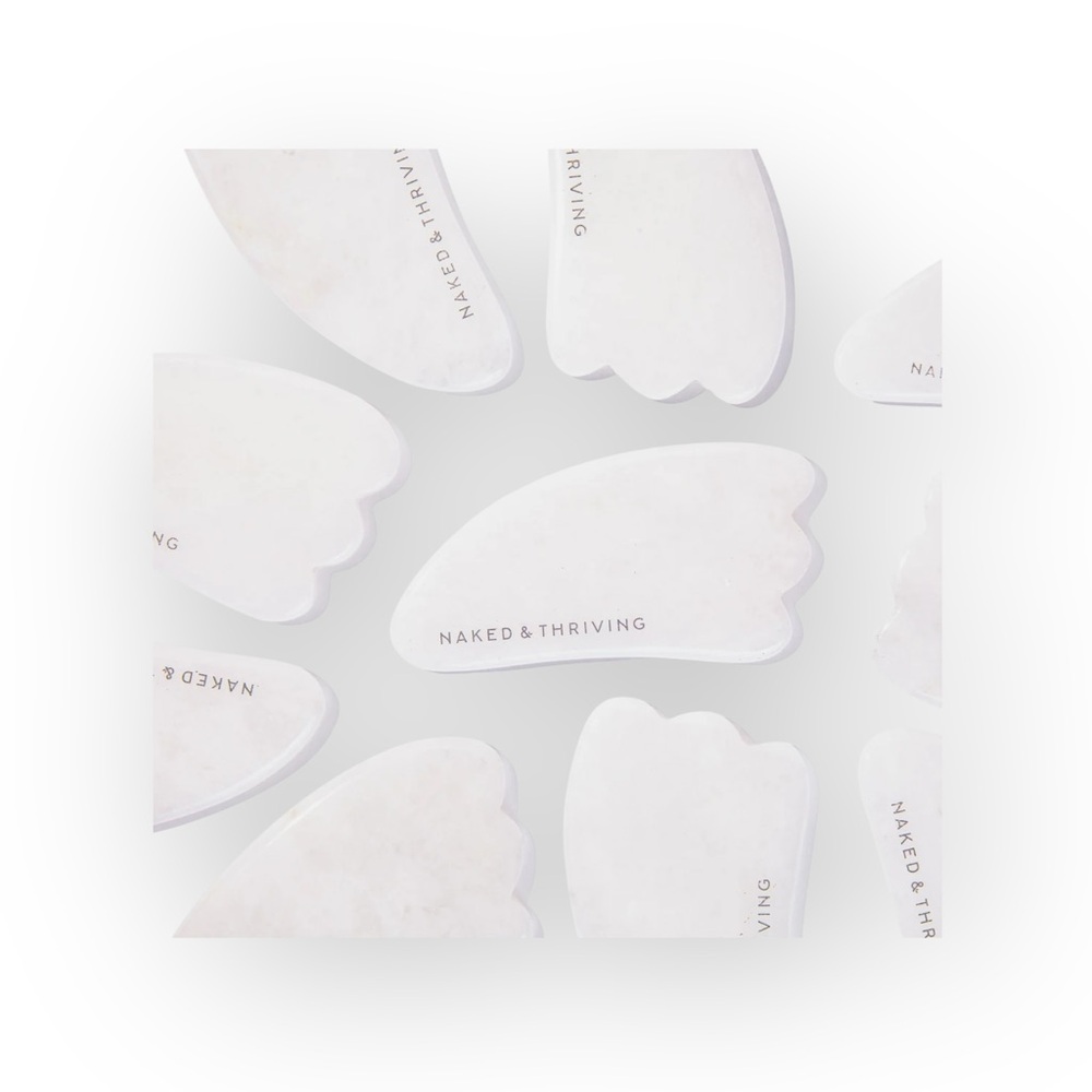 new Naked & Thriving 𒀭Jade Gua Sha Sculpting Tool 𒀭 White 𒀭Anti Aging Ritual Spa